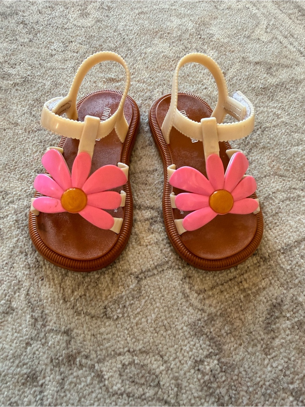 Mini Melissa Girls' Pink Flower Sandals